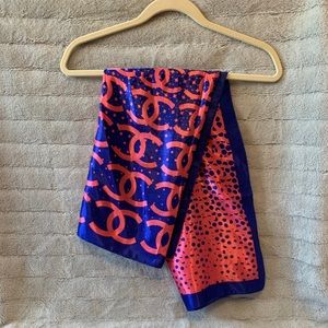 CHANEL pink & blue scarf